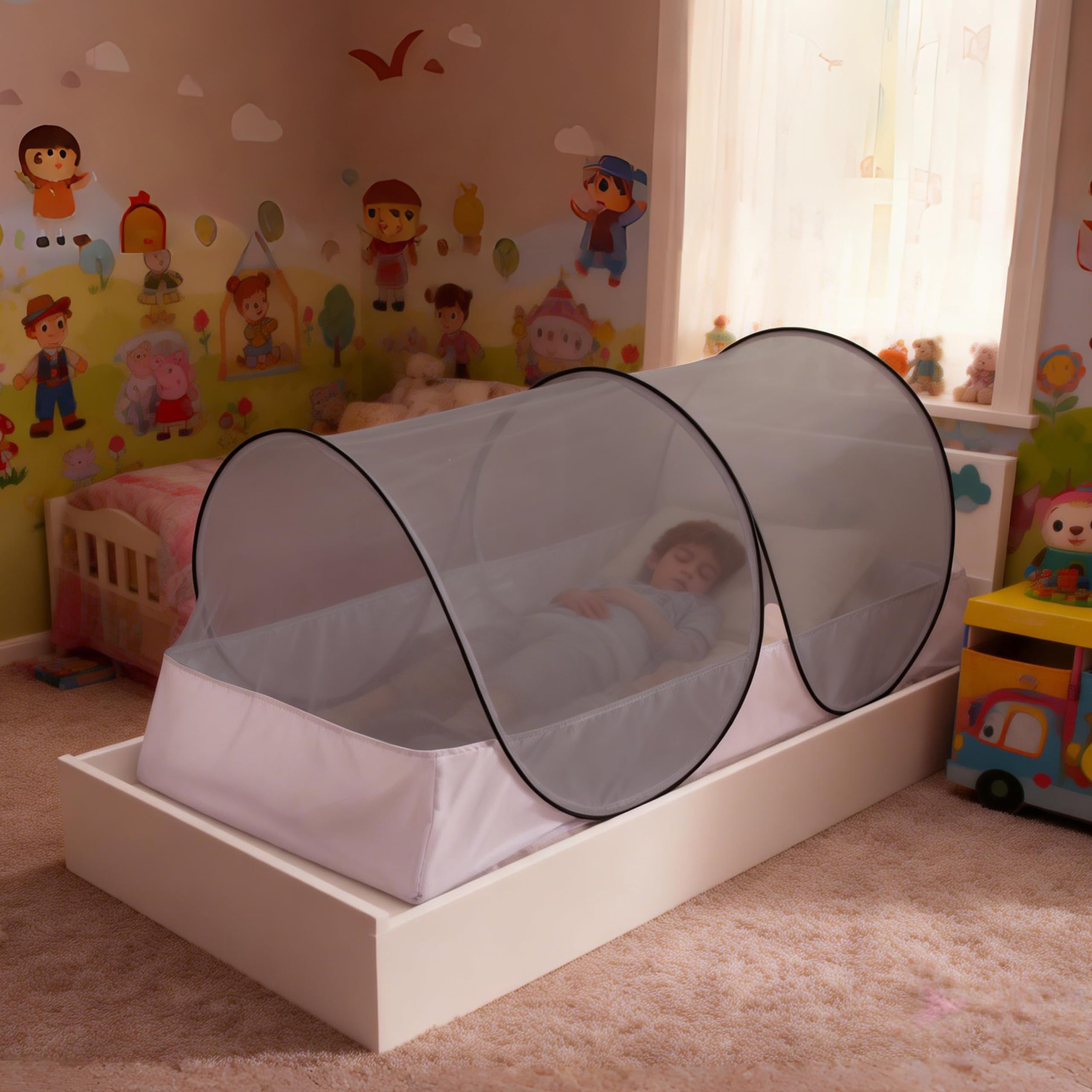 Moustiquaire pour lit, 200 x 100 x 73 cm, pour Enfants, Bureau, Camping en Plein air, Facile à Ranger