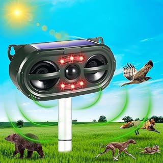 Ultrasonic Animal Repellent Outdoor Solar Animal Repeller with Motion Sensor Flashing Light Waterproof Animal Repellent fo...