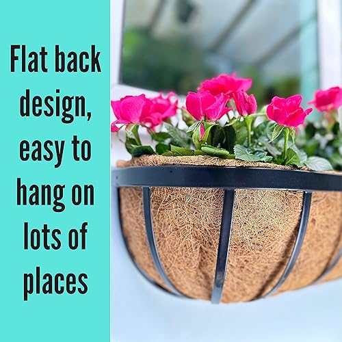 Miniatura 6 de LaLaGreen - Macetas de pared de metal negro para plantas (2 unidades, 24 pulgadas), para plantas al aire libre, barandillas de ventana con forro de