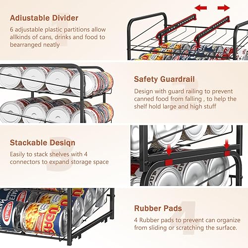 Miniatura 7 de MOOACE Organizador de latas para despensa apilable, paquete de 2 dispensadores de almacenamiento de latas con capacidad para hasta 72 latas, ideal