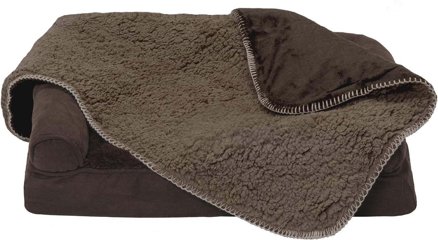 review Furhaven Waterproof & Self-Warming Throw Blanket for Dogs & Indoor Cats, Washable & Reflects Body Heat - Terry & Sherpa Dog Blanket - Espresso, Small