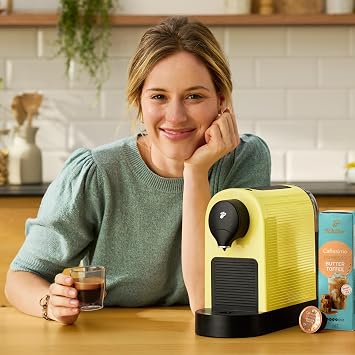 Tchibo Cafissimo Pure Plus kahve makinesi, kapsüllü kahve makinesi, Caffè Crema, Espresso ve kahve için, 0,8 l | 1250 Watt | 11,9 x 33,7 x 24 cm | Limited Edition limon sıçraması