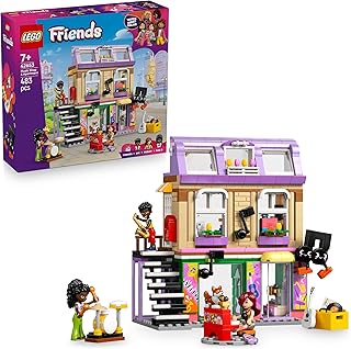 LEGO Friends Tienda de Música y Apartamento - 3 Mini Muñecos - Figura de Perro Corgi - Instrumentos Musicales Inc. Piano, Batería, Saxofón y Guitarra de Juguete - Regalo para Niñas de 7+ Años 42653