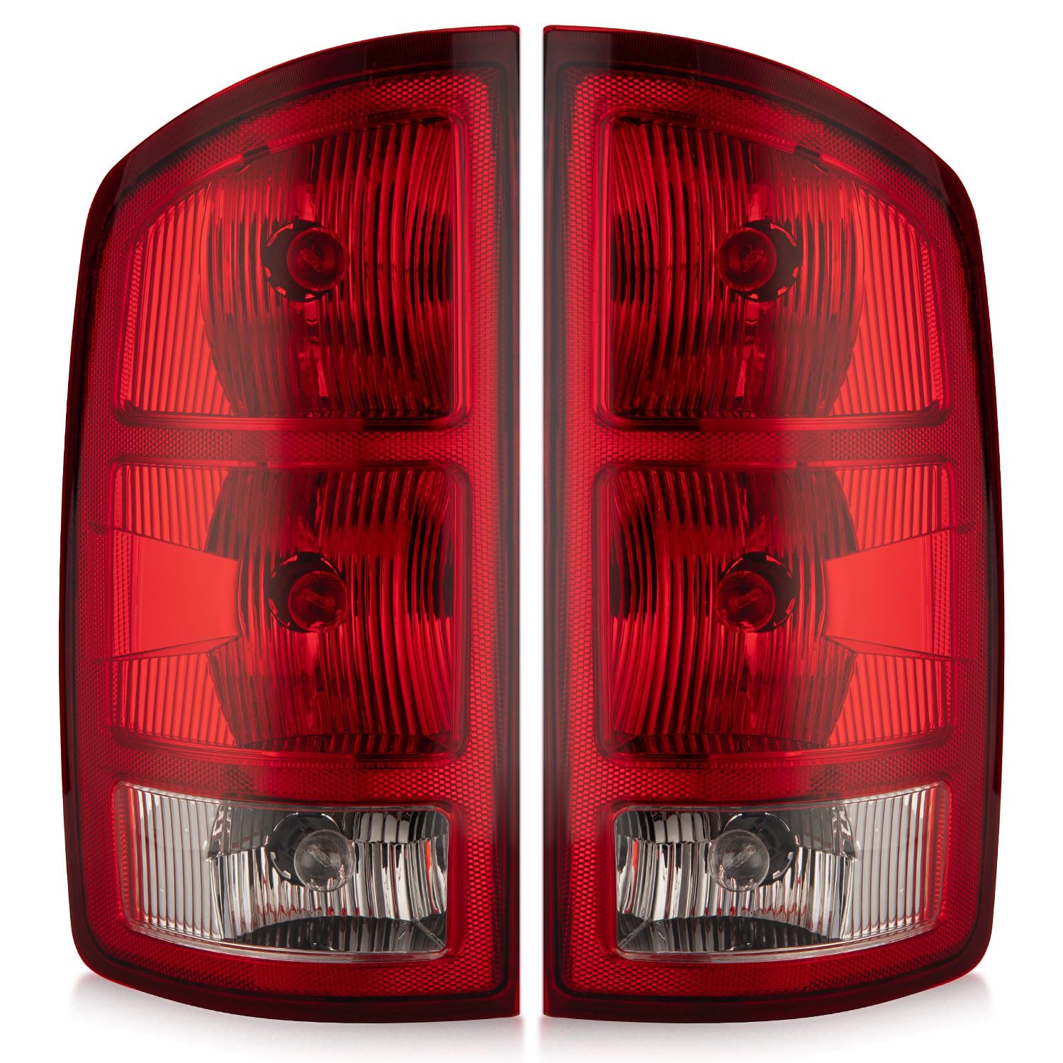Tail Light Assembly Compatible with 2002-2006 Dodge Ram 1500 2500 3500 Tail Lights Rear Brake Lamps Replacement Taillights w/Bulbs and Wiring Harness Socket, Passenger and Driver Side