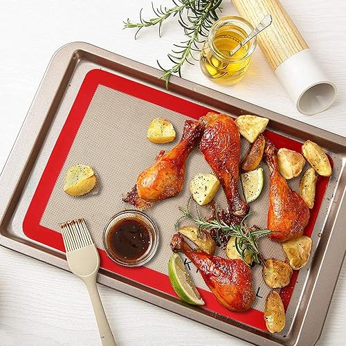 Miniatura 8 de Juego de 3 alfombrillas de silicona para hornear, sin BPA, reutilizables, antiadherentes, para horno, galletas, macarrones, pizza, protector de