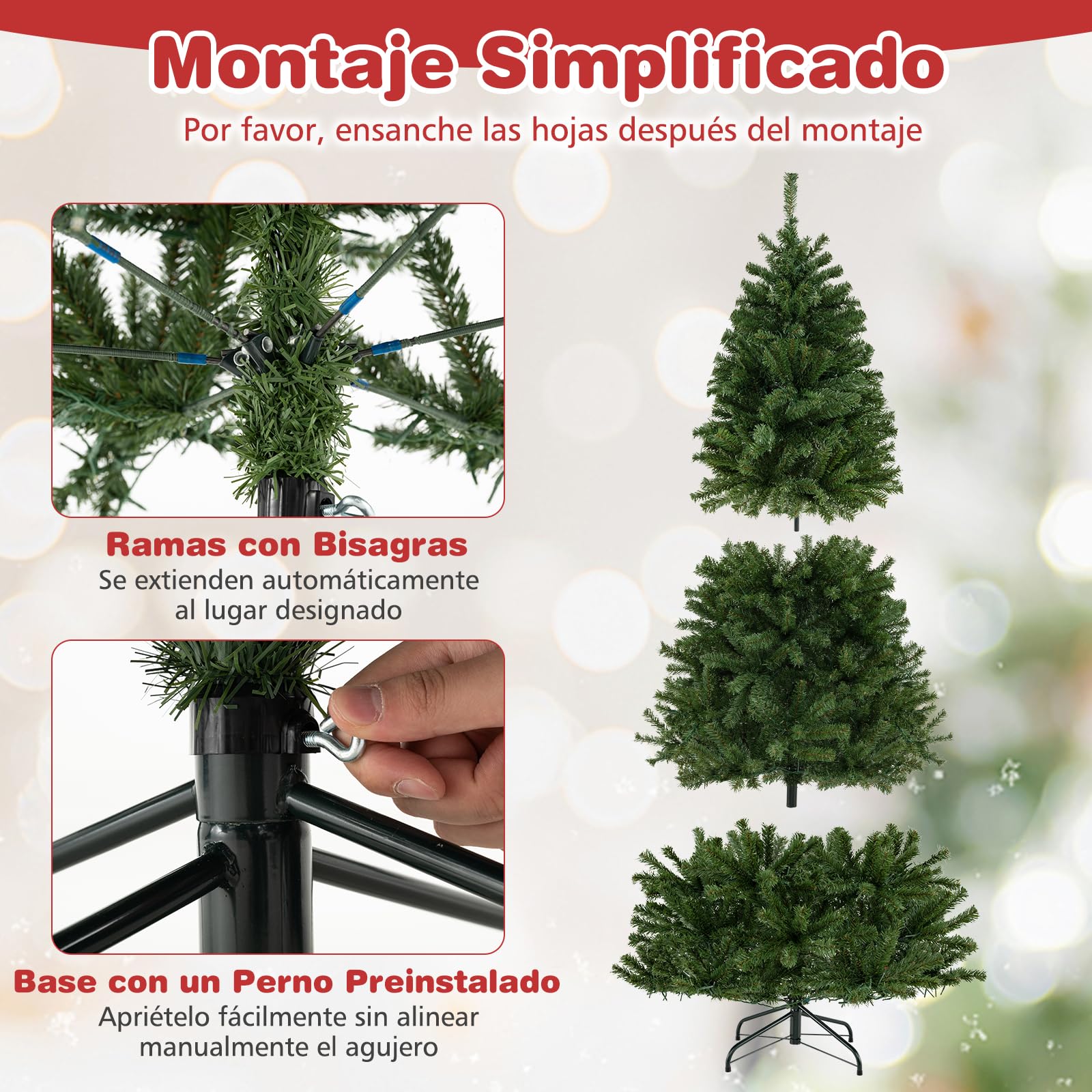 COSTWAY Árbol de Navidad con Luces Incorporadas 180cm, 250 Luces LED Blancas Cálidas, 3 Modos y Brillo Ajustables, Temporizador, 680 Ramas de PVC, Arvore de Natal with Light Hogar Oficina Fiesta