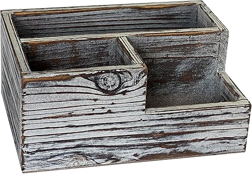 Miniatura 3 de Soporte decorativo de madera rústica para bolígrafos y lápices, organizador de madera estacionaria para oficinahogar (5.5 x 7.9 x 3.5 pulgadas)