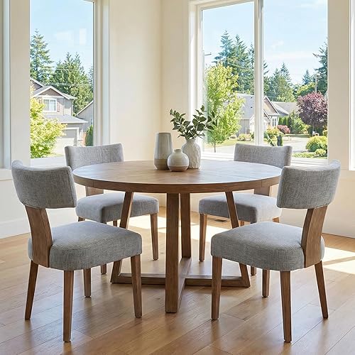 Miniatura 31 de Juego de 4 sillas de comedor modernas de mediados de siglo, tapizadas de piel sintética, sillas Parson modernas sin brazos de cocina, sillas de