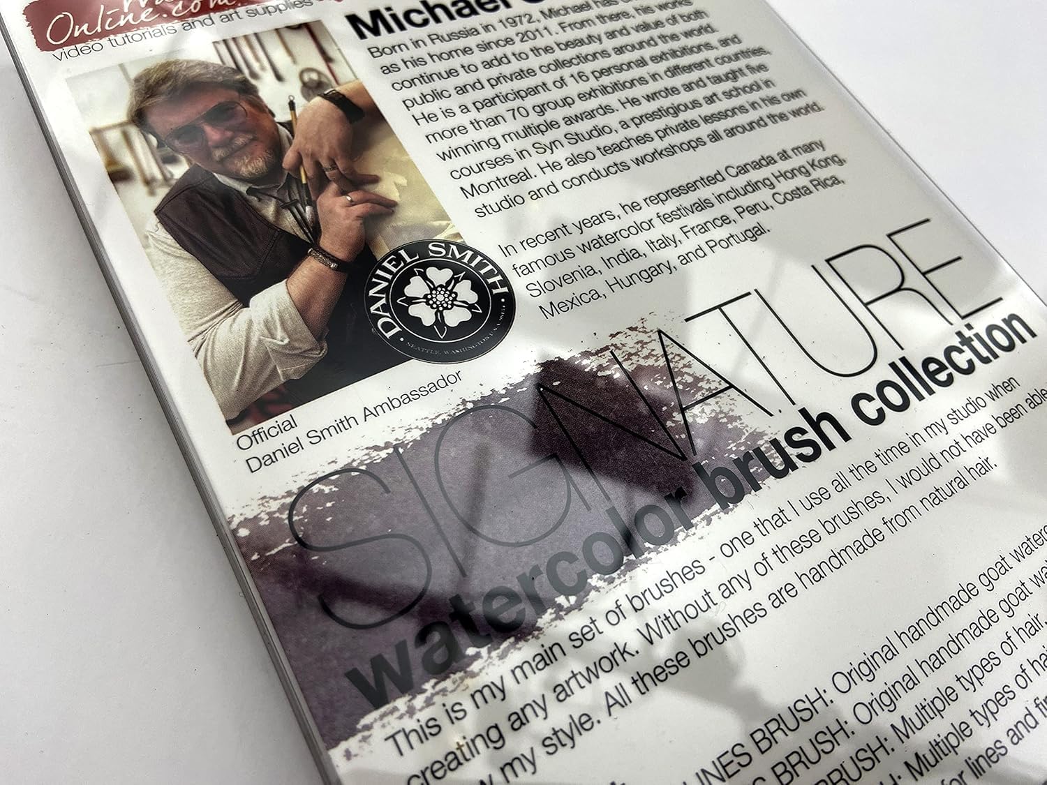 Michael Solovyev Signature - Juego de pinceles de acuarela hechos a mano, para cabello natural, plano, caligrafía y delineador, asas de madera, juego individual (5 piezas)