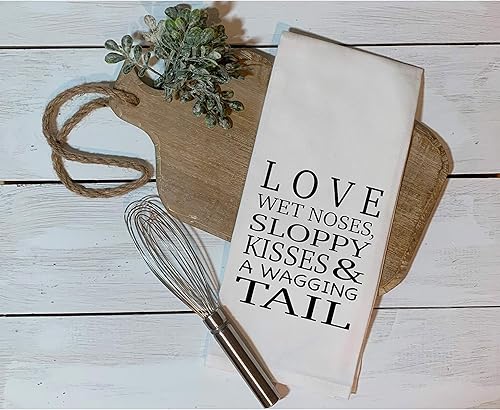Miniatura 3 de Love Wet Noces Sloppy Kisses & a Wagging Tail  Toalla de cocina para harina de plato, gran regalo divertido para inauguración de la casa