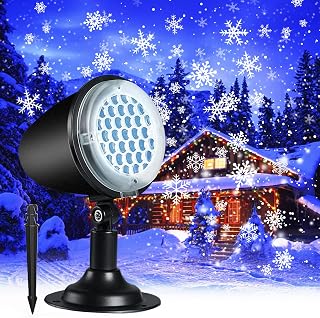 Christmas Snowflake Projector Lights,Outdoor Holiday Projector Lights,LED Snowfall Light Waterproof Landscape Decorative Lighting Storm Snowflake Light for Halloween Xmas Party Garden Patio Decoration