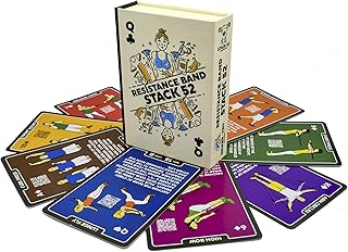 Stack 52 Resistance Band Exercise Cards. Exercise Band Workout Playing Card Game. Video Instructions Included. Home Fitness Training Program for Elastic Rubber Stretch Band Sets. (Updated Deck)