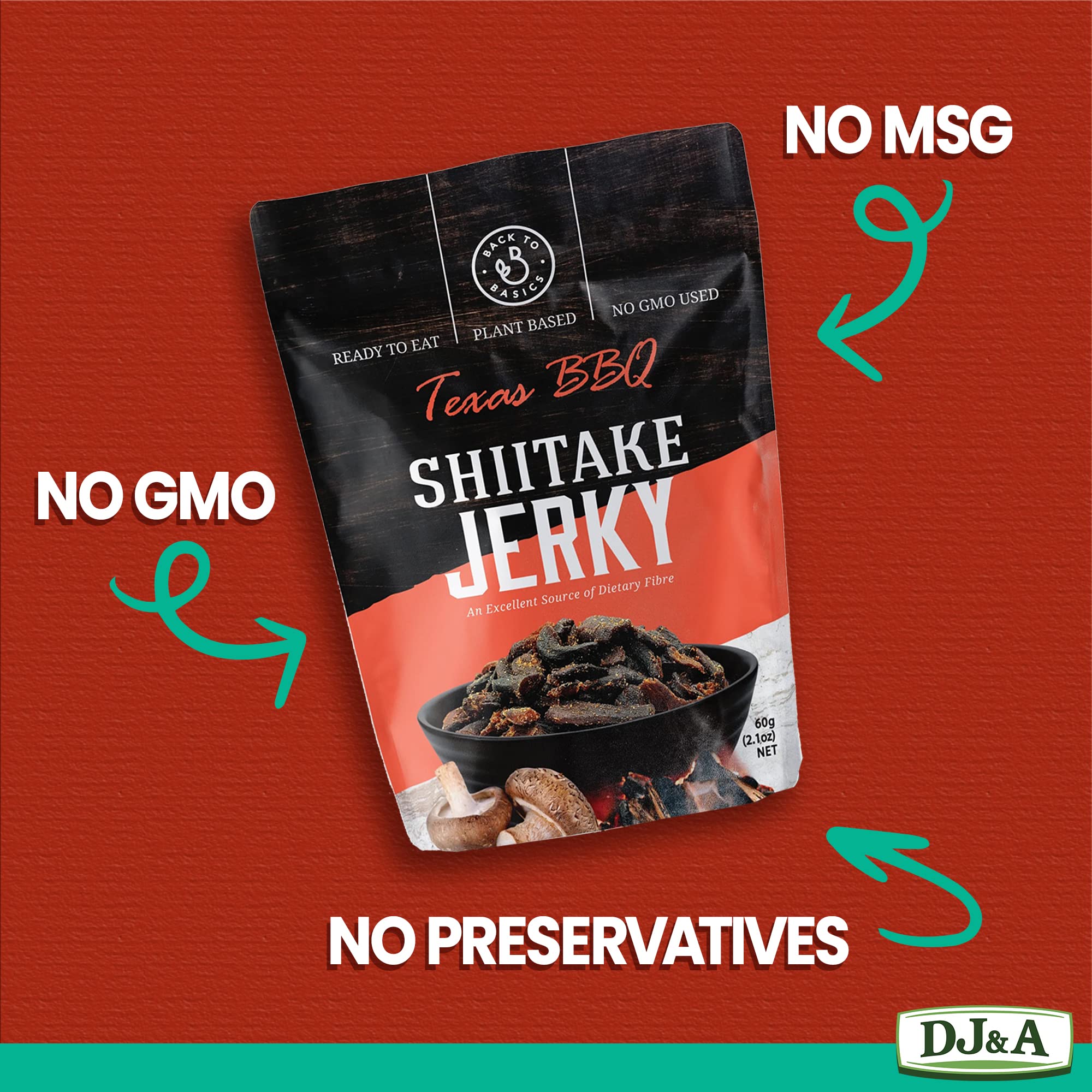 DJ & A Vegan Grzyb Jerky Texas BBQ 16 x 60 g