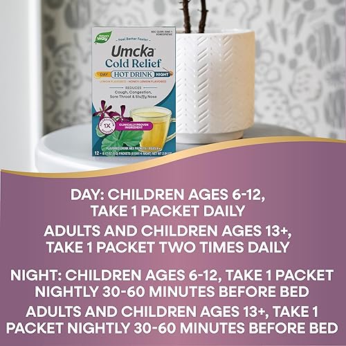 Miniatura 6 de Nature's Way Umcka - Bebida caliente para alivio del frío, homeopática, clínicamente probada Pelargonium Sidoides 1X, para tos, congestión, dolor de