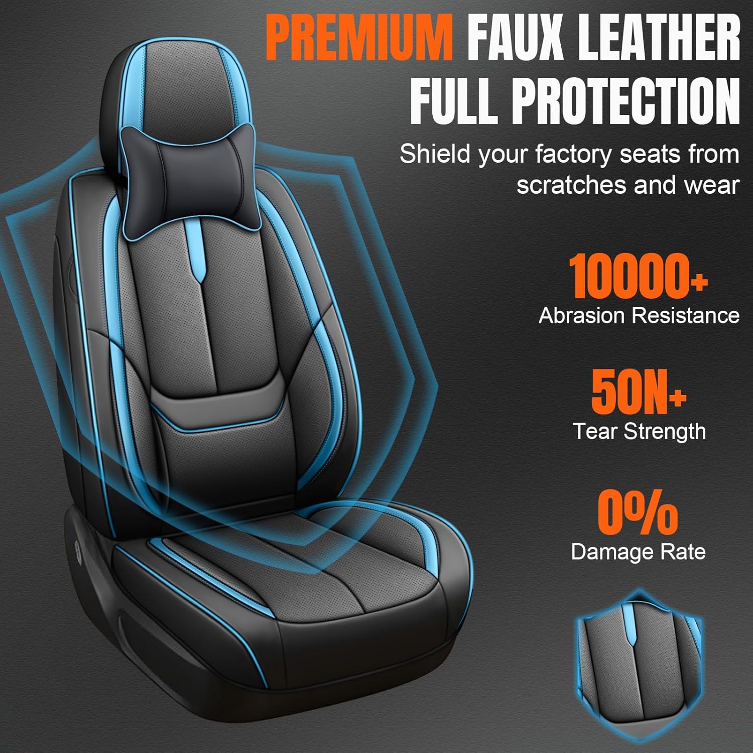 Custom Fit Seat Covers for Jeep Wrangler 4xe 2023-2025, Abrasion & Stain-Resistant Leatherette, Soft Breathable Design for Lasting Comfort(5 Seats Luxury,Black Blue)