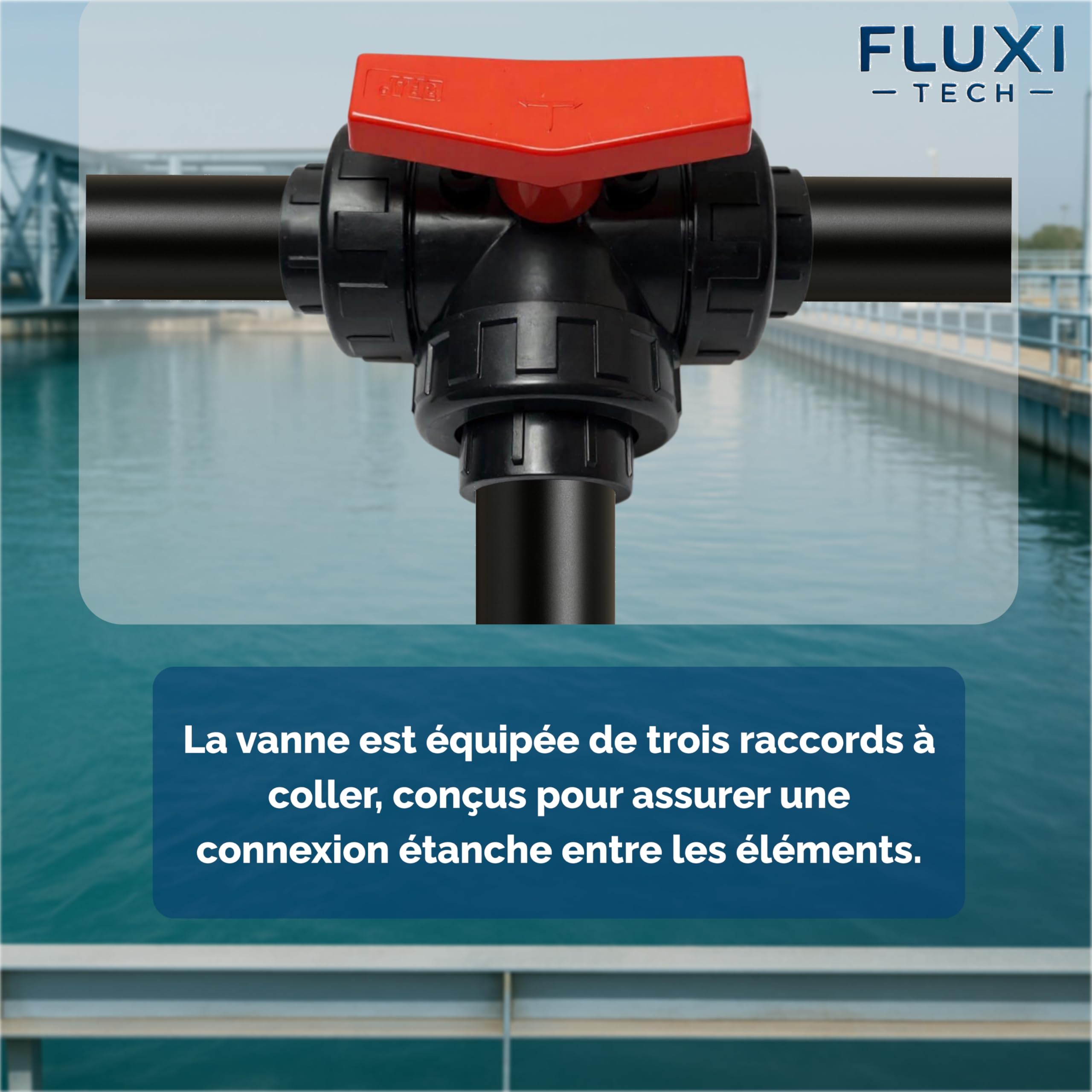 Vanne 3 voies PVC en T Ø40mm PN10 à coller, lot de 1