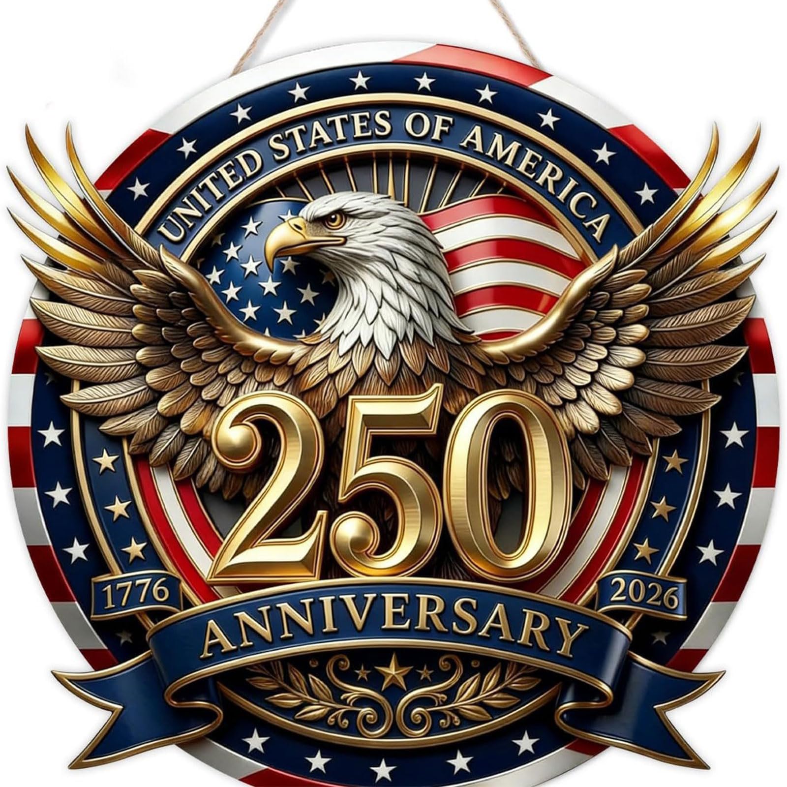 Patriotic Door and Wall Decor for Home Display, Independence Day 250th Anniversary Porch and Entryway Accent Home Patriotic Door Decor July Fourth Decoration Anniversary Accent Front Wall Porch Red