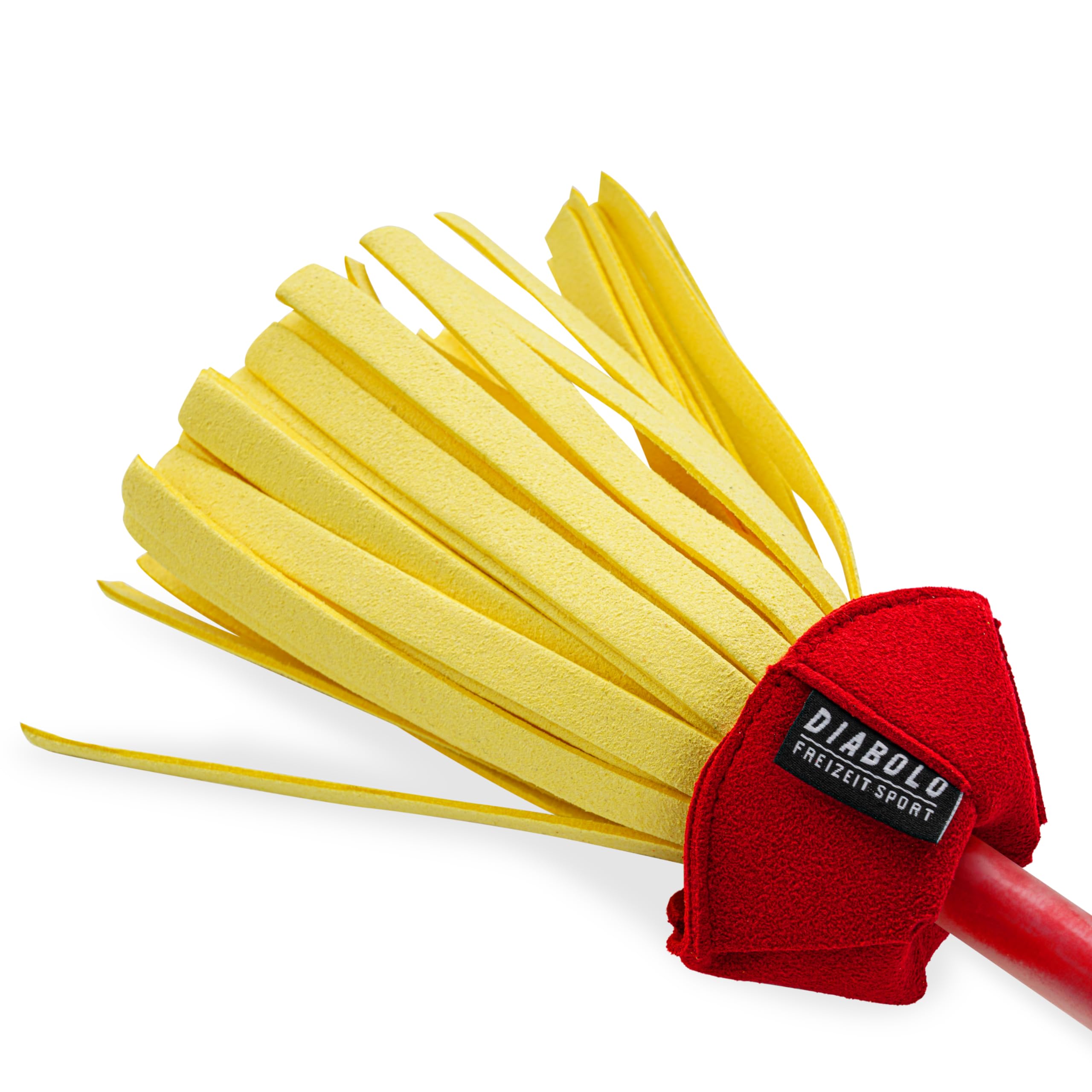 Diabolo Freizeitsport Flowerstick Pro Short (amarillo-rojo) – palo corto de fibra de vidrio con 2 palos, reactivo UV, pintado a mano, ideal para avanzados y profesionales
