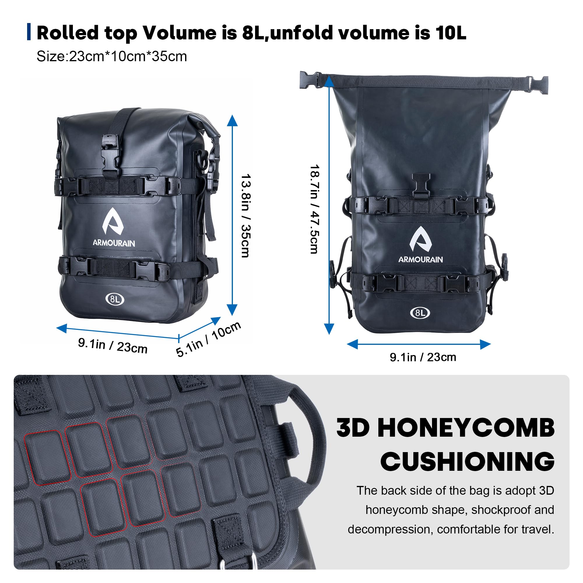 Amazon | ARMOURAIN バイク サイドバッグ 防水 8L エンジンガード