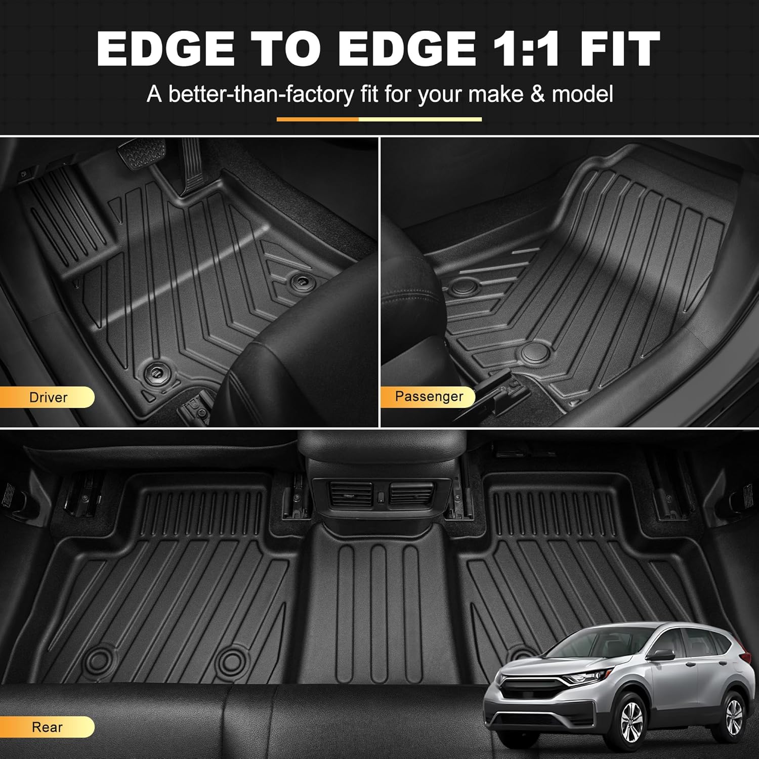 All Weather Floor Mats Fit for Honda CR-V 2026 2025 2024 2023 (Include Hybrid) - AOMSAZTO Upper Cargo Mat TPE Floor Liners CRV Accessories Heavy Duty Cargo Liner Trunk Mat Upper Position Car Mats - Image 3