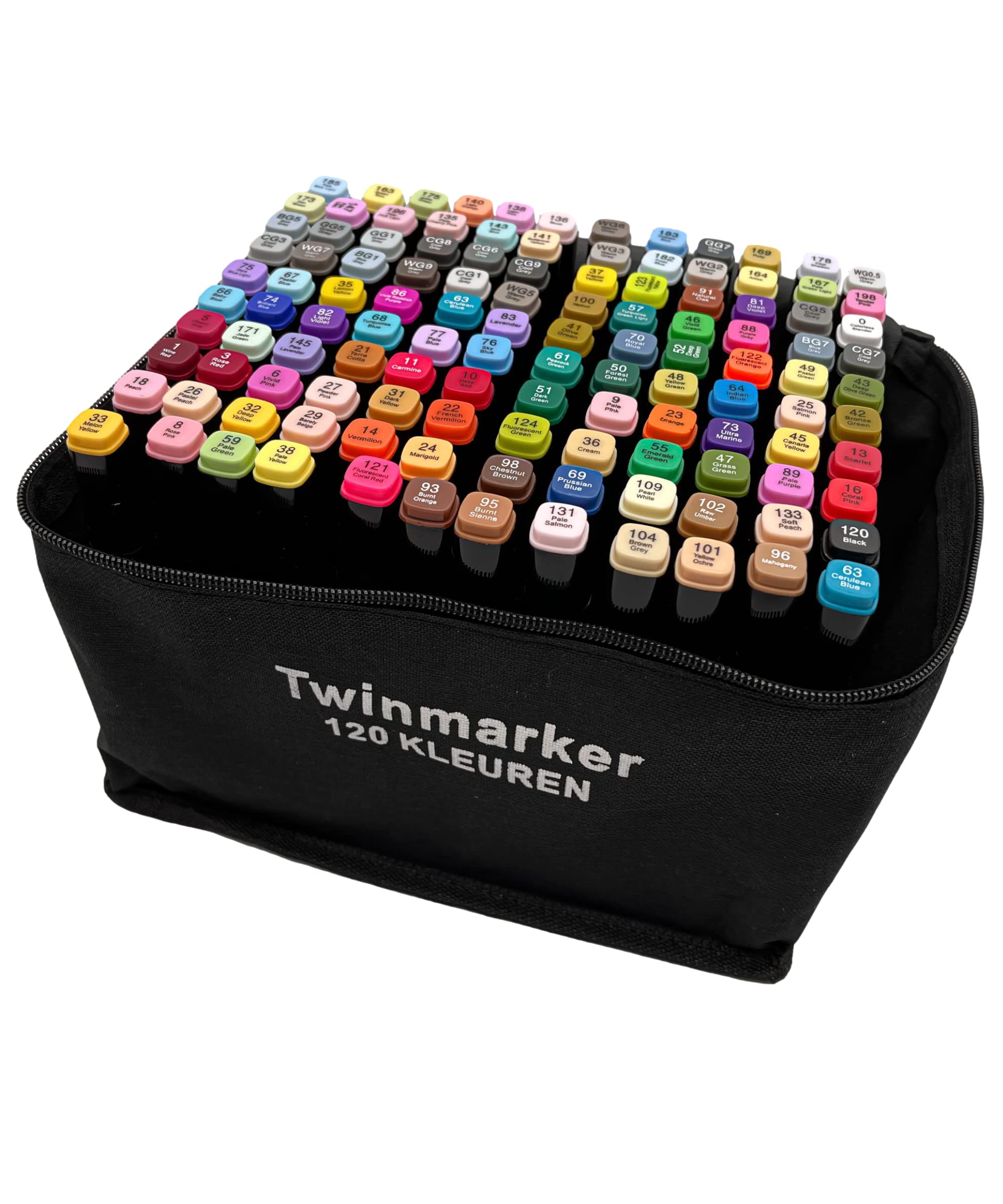 Nukido Alcohol Marker Viltstiften met tas, dubbelzijdig waterdicht, 120 stuks