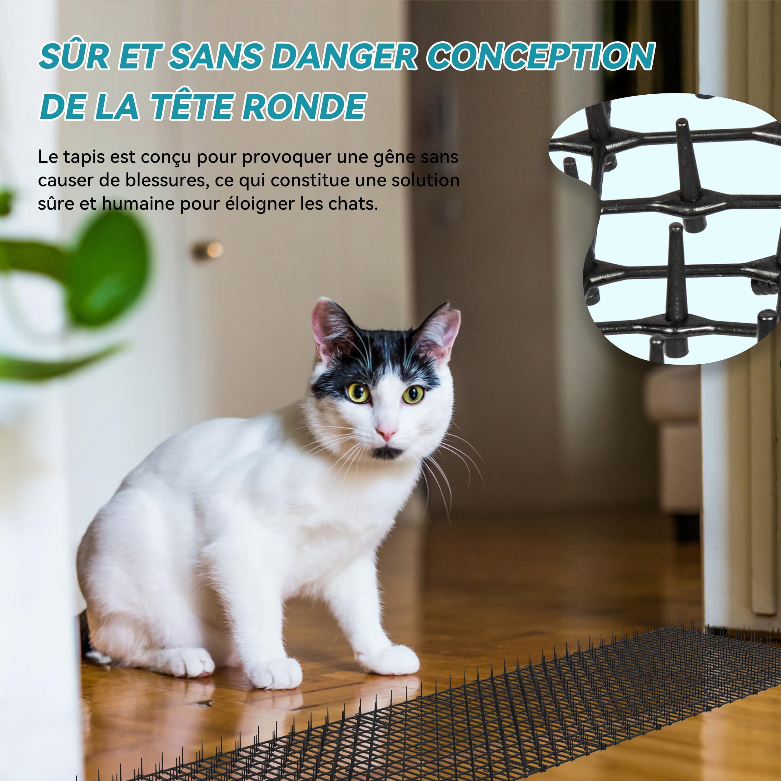 Lot de 2 Tapis Anti-Chat avec 10 Ongles Anti Chat Exterieur, pour Les Jardins Intérieurs et Extérieurs 200 x 30 cm