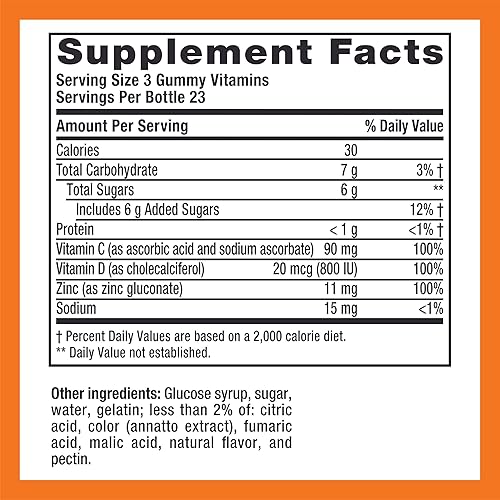 Miniatura 7 de Zicam Apoyo inmunológico diario, suplemento de gomita, zinc, vitamina C y vitamina D, sabor cítrico y fresa, 70 unidades