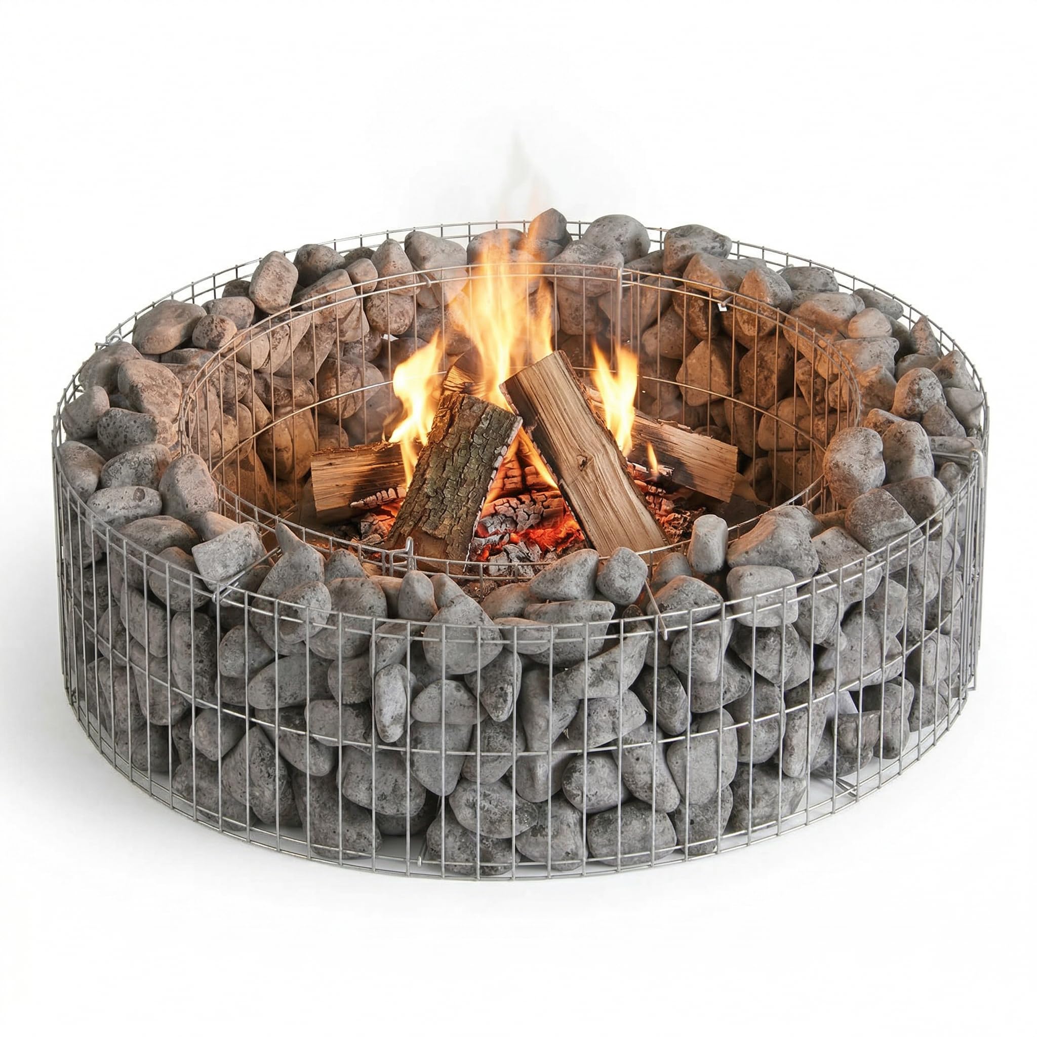 bellissa - Gabione-Feuerstelle (Ø 73 cm, H 21 cm) für Garten & Terrasse – Feuerstelle Outdoor aus Gabionengitter – geeignet für Feuerschale, Feuertonne oder Feuerkorb