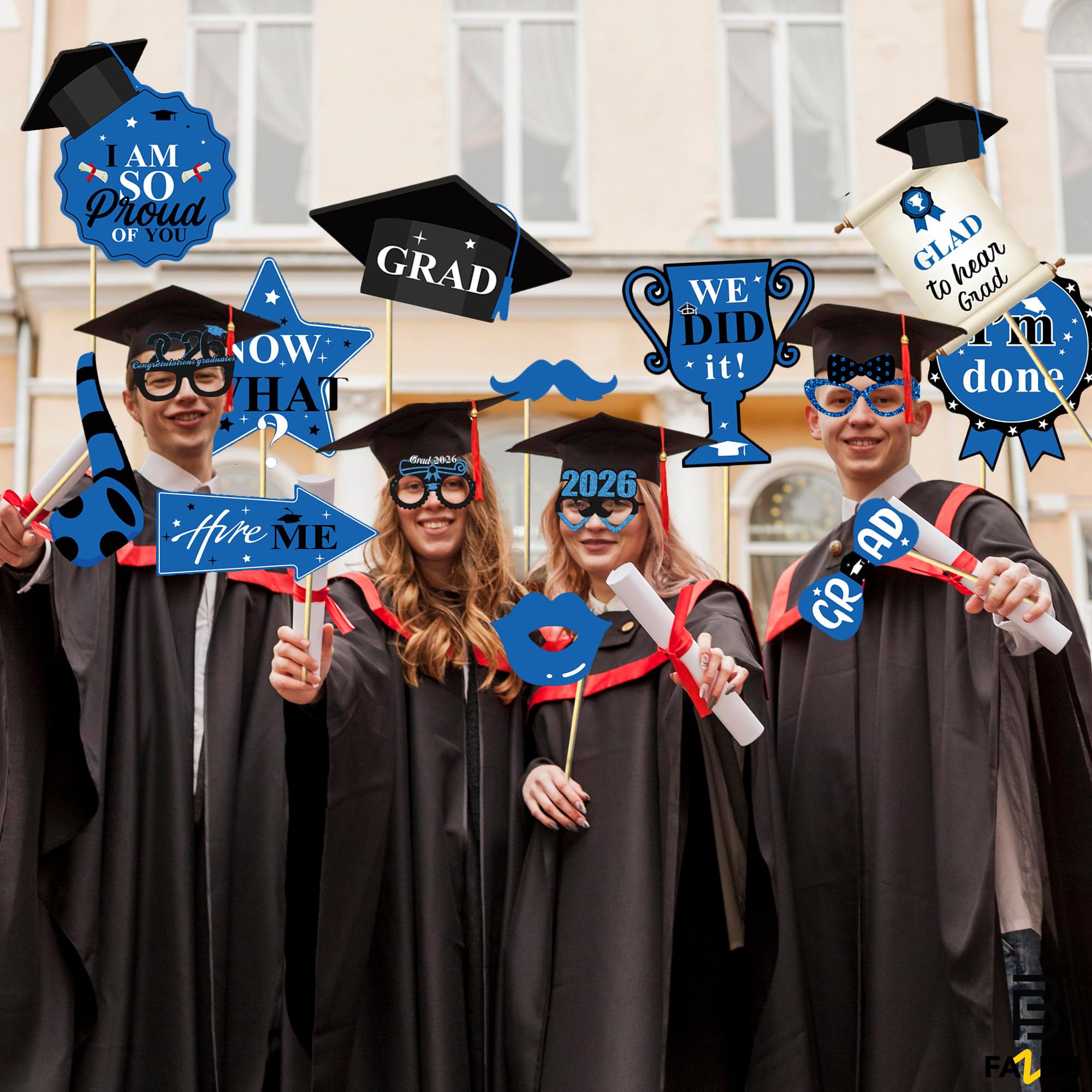 Juego de 36 accesorios y lentes para cabina de fotos de graduación, accesorios de graduación 2025 para sesión de fotos, accesorios de fotos de graduación, decoraciones de graduación