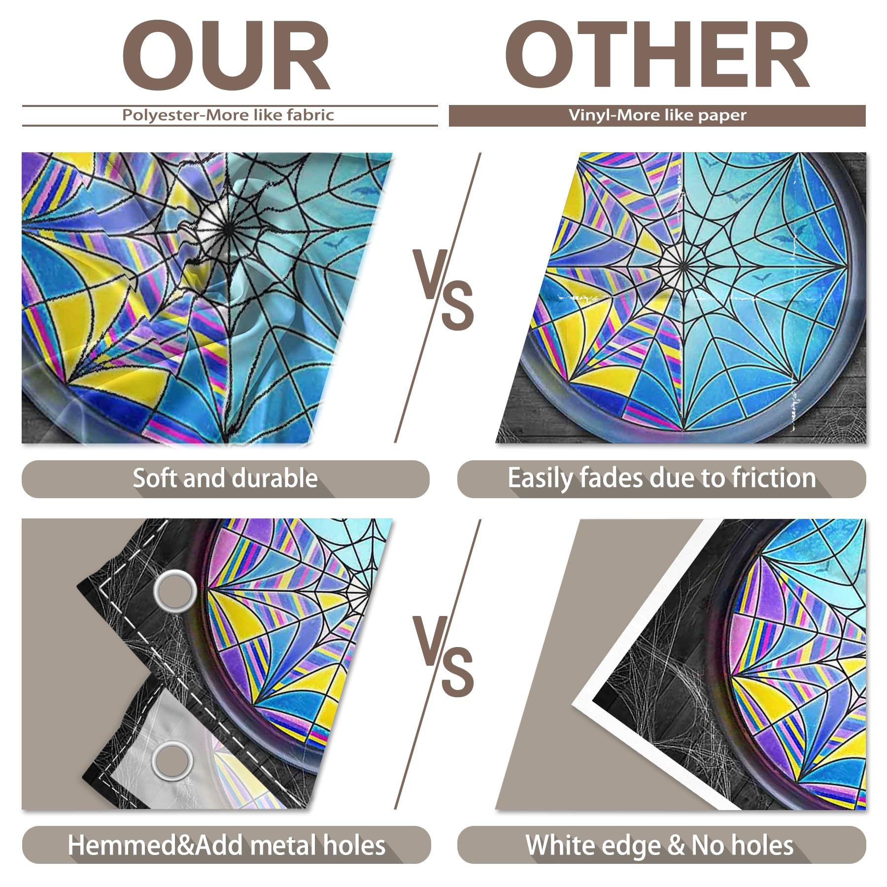 Yriujul Fabric 5x7ft Halloween Spider Web Window Photography Backdrop Horror Moon Night Vampire Gothic Background Kids Party Decorations Boys Girls Photo Props