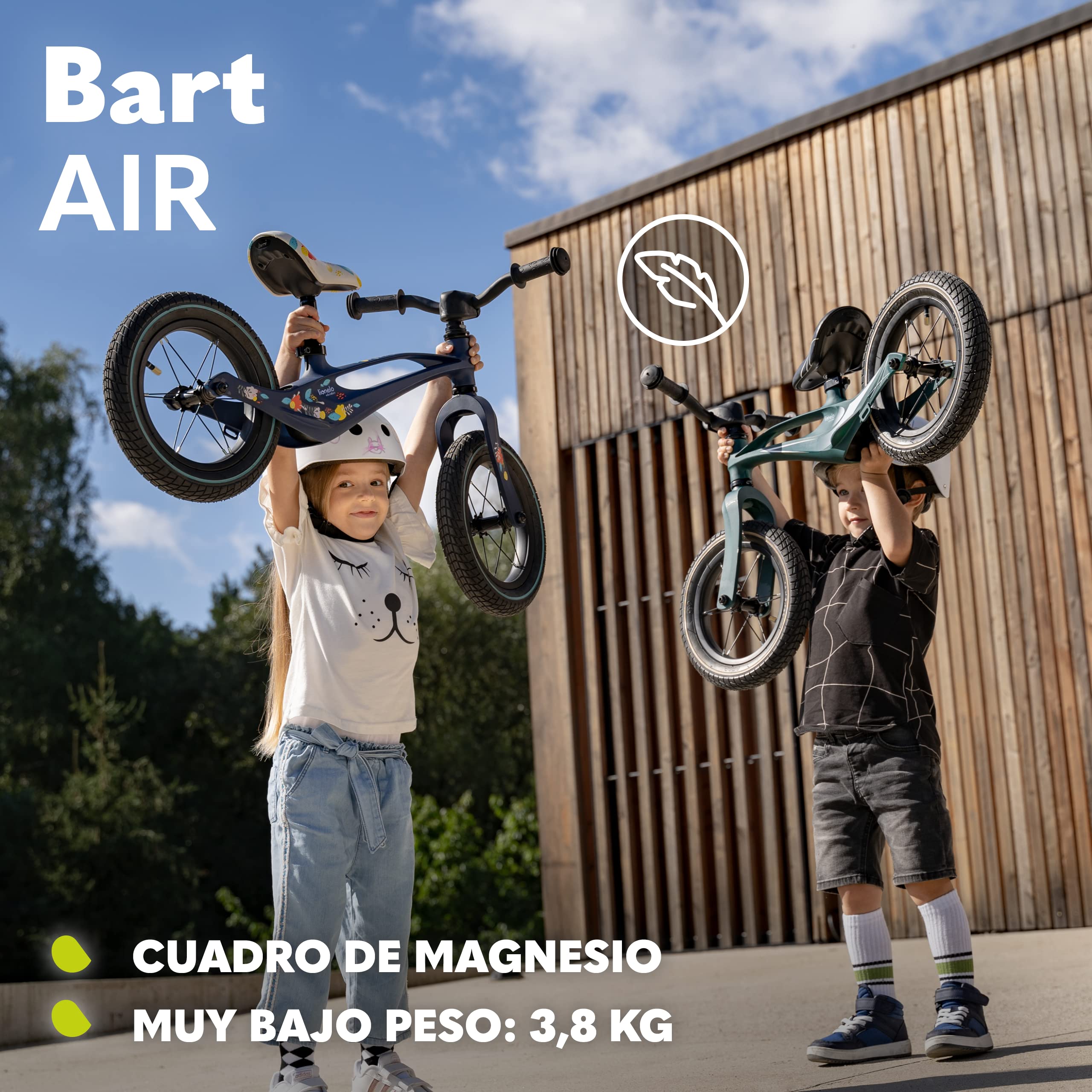 lionelo Bart Bicicleta sin Pedales de 2 años hasta 30kg, Cuadro de magnesio, al Estilo Deportivo, Ruedas 12", Altura de Manillar y sillín Regulable, Muy Robusta y Ligera (Negro, Bart Air)