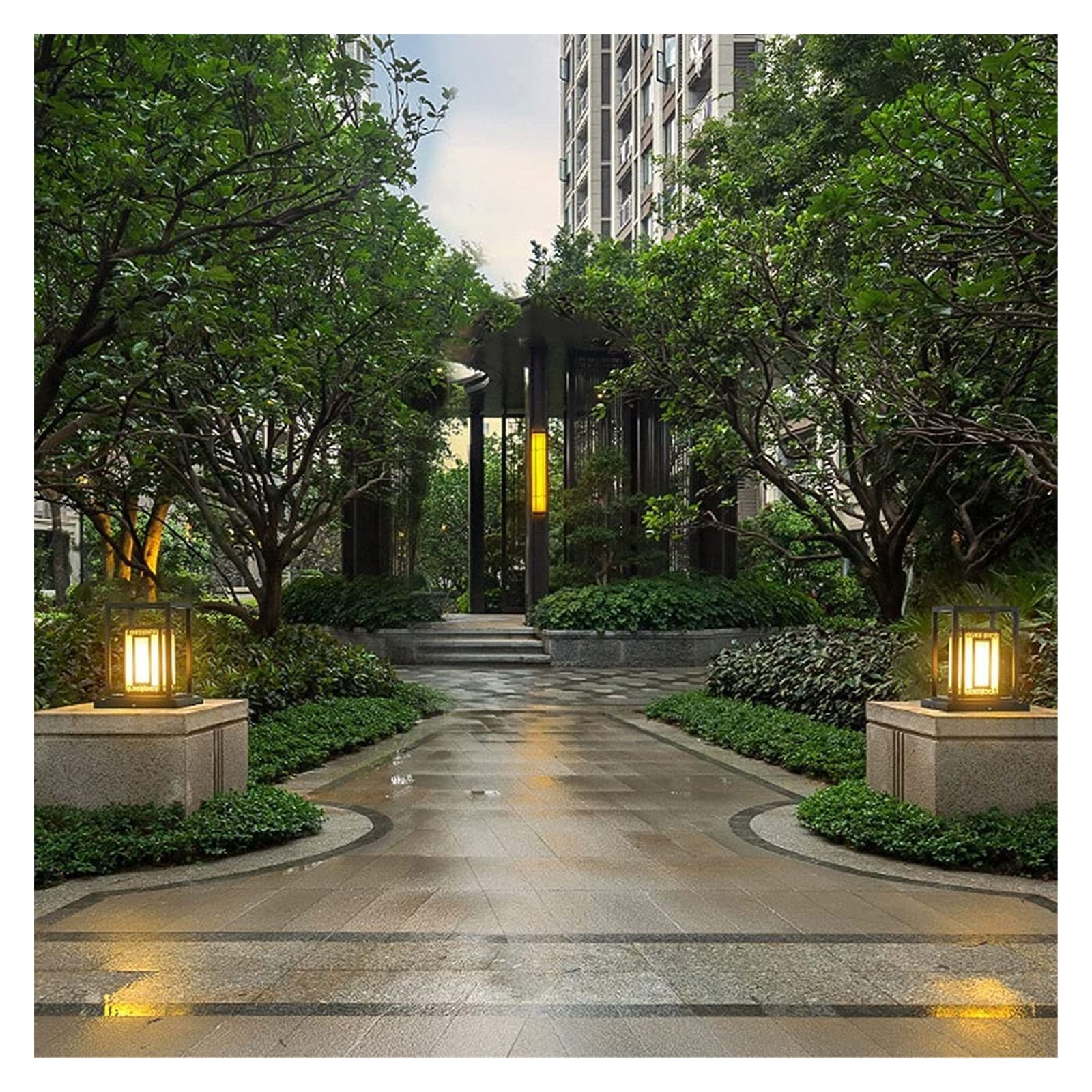 Luce da cortile Lampada da pilastro per esterni Lampada da colonna in acciaio inossidabile Lampada da pilastro da giardino Lampione stradale impermeabile Cancello ad energia solare Recinzione Prato