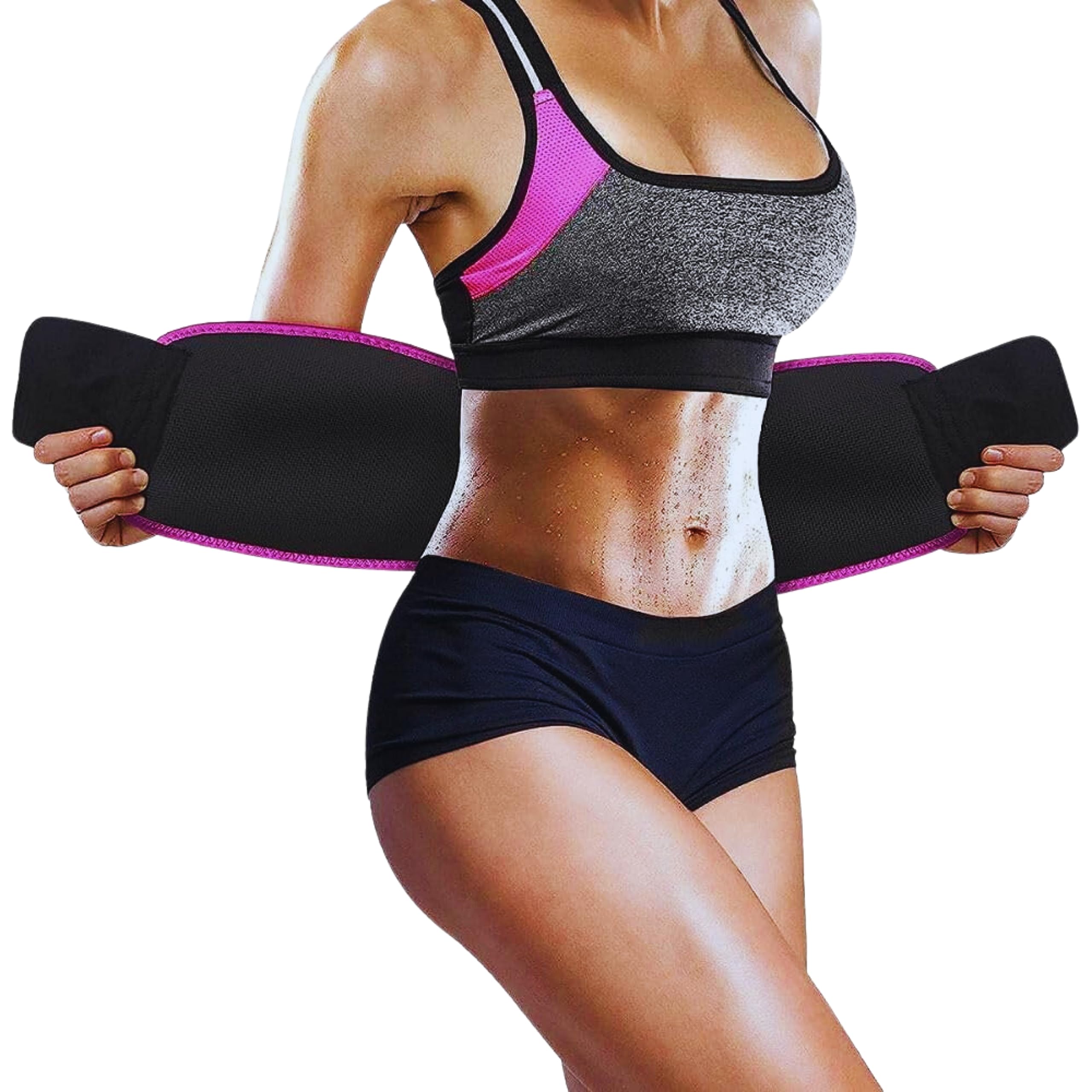 MALAN Sweat Belt for Men & Women Fat Burner | Tummy Shaper for Women & Men | Neoprene Waist Trimmer for Weight Loss, Back Support & Posture Correction Belt for Gym, Workout & Fitness Training Pink