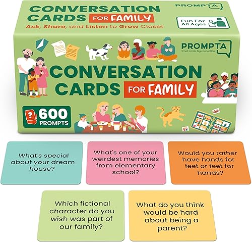 600 tarjetas de conversación para familias – Divertido juego familiar para niños y adultos durante la noche de juego, cena familiar o viajes por