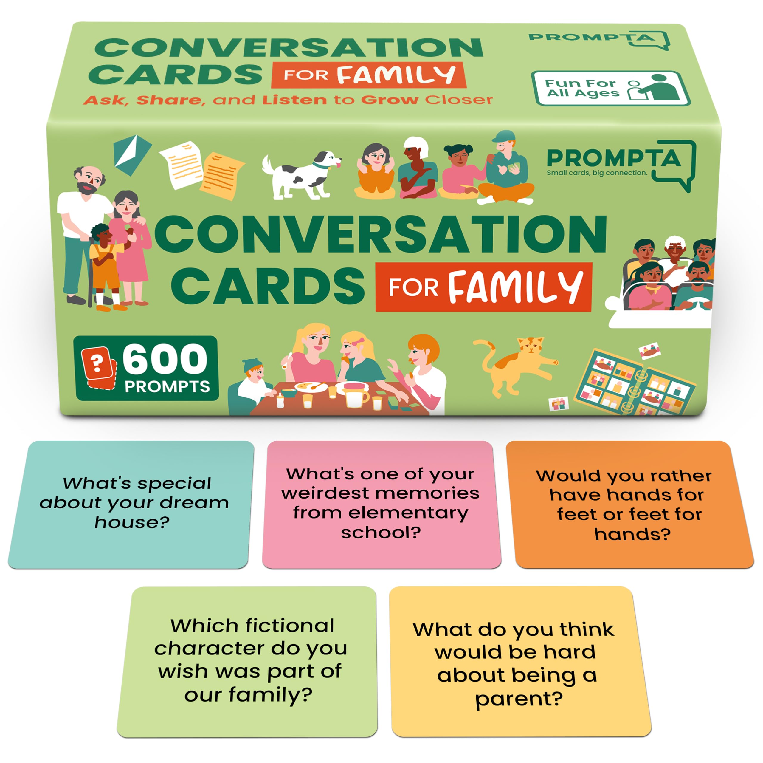 Conversation Cards for Families – Fun Card Games for Families – Get to Know Your Family with Conversation Starters, Family Time Dinner Game, Would You Rather Game and Christmas Games for Family