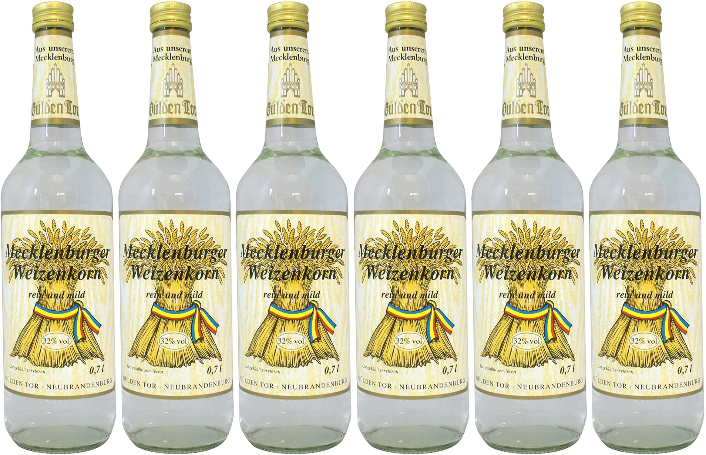 Mecklenburger Weizenkorn Spirituose 32% vol Gülden Tor 0,7l (6)