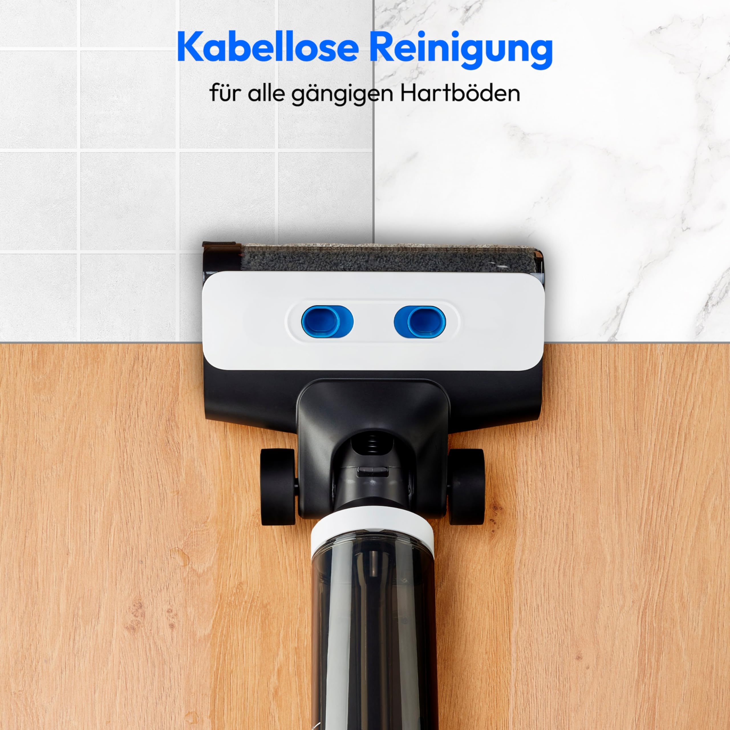 MEDION Saugwischer H20 (Nasssauger kabellos, Akku mit bis zu 30 Min Laufzeit, Bodenwischer elektrisch für Hartböden, getrennter Frischwasser und Schmutzwassertank, Selbstreinigungsfunktion)