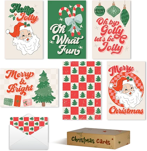 Hadley Designs Blank Christmas Cards With Envelopes - 54 Winter Holiday Cards With Envelopes, Business Happy Holidays Card Bulk, Santa Seasons Greeting Card for Family & Friends, Designed in USA