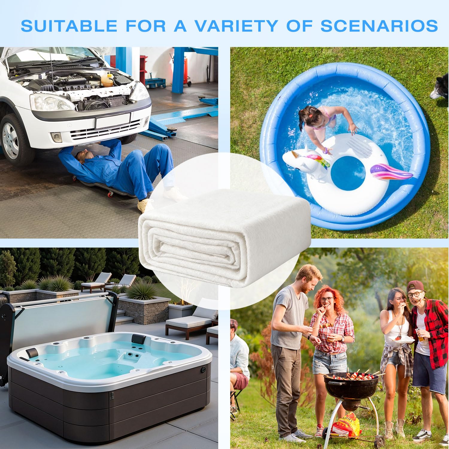 KEAGAN Tapis de protection rond pour jacuzzi de piscine - Tapis de protection de sol rond de 400 cm - Empêche les trous