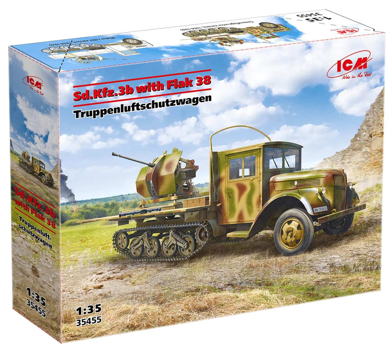 ICM 35455 Sd.Kfz.3b w/Flak 38 Truppenluftschutzwagen 1:35 Model Kit