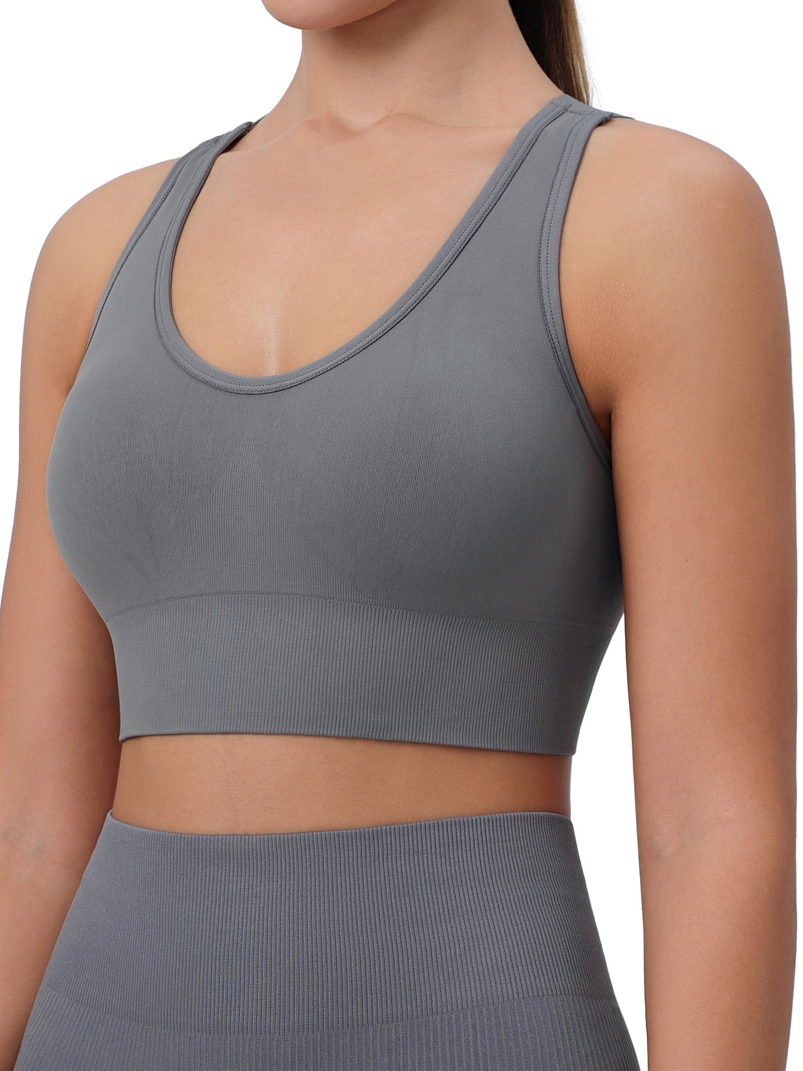 HBselect 3Pcs Sujetador Deportivo Mujer Sujetador de Alto Impacto Sujetador Push up Almohadilla Desmontable Bra Deportivo Sin Costura ​para Yoga Bailar Fitness