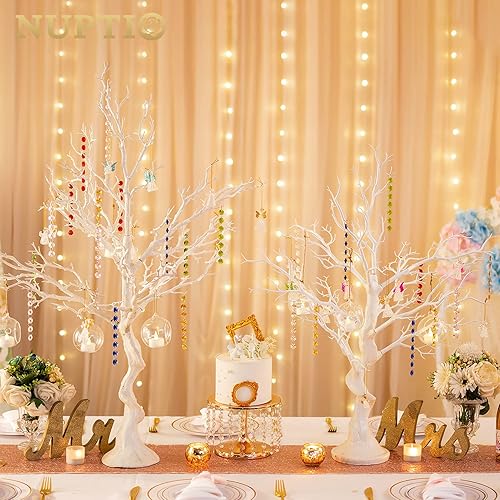 Miniatura 8 de Nuptio Rama de árbol de Navidad blanca artificial de 31.5 pulgadas de alto, centro de mesa de boda para mesas, adorno decorativo, ramas de árbol