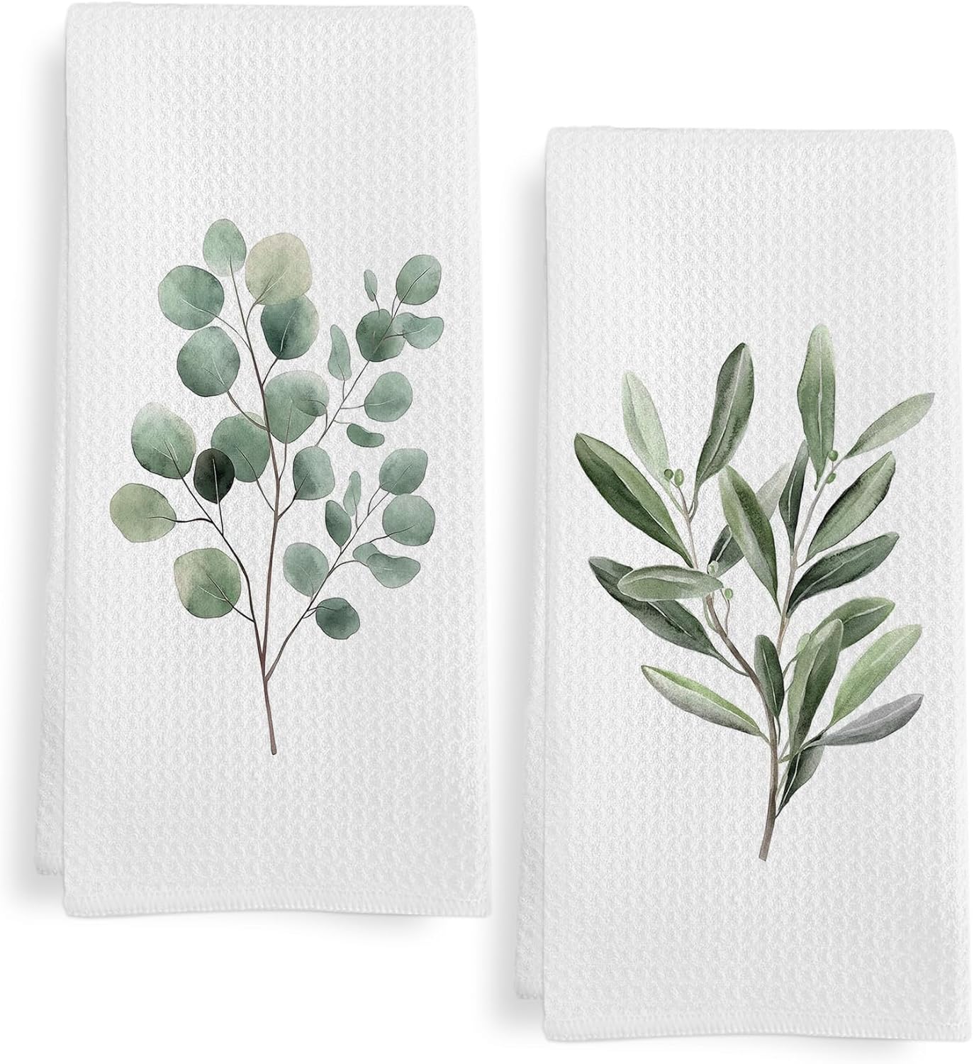 Blue Floral Kitchen Towels Set of 2, Blue Flower Dish Tea Towels for Kitchen, Botanical Wildflower Decorative Hand Towel for Bathroom, 16x24 Inch