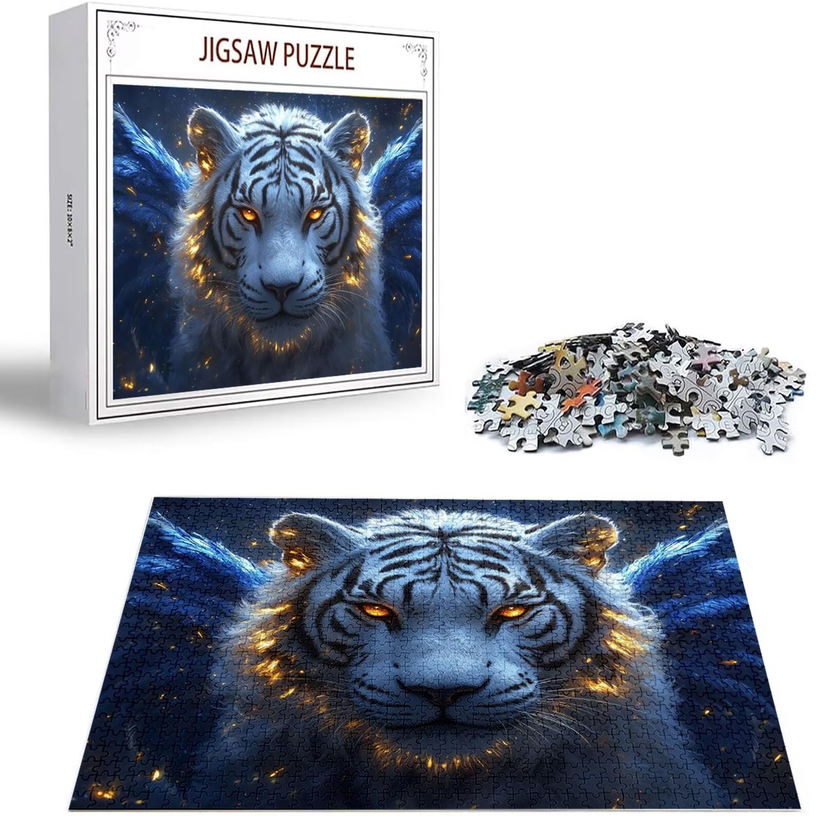 Puzzle Tigre Puzzle 1500 Pezzi Jigsaw Adulti DIY Classici Gioco, Puzzles a Forma di Animale, Giochi Rilassamento e Intelligence per Ragazzi da 14 Anni 87 x 57 cm/1500 pcs con Regalo in Legno B-5305