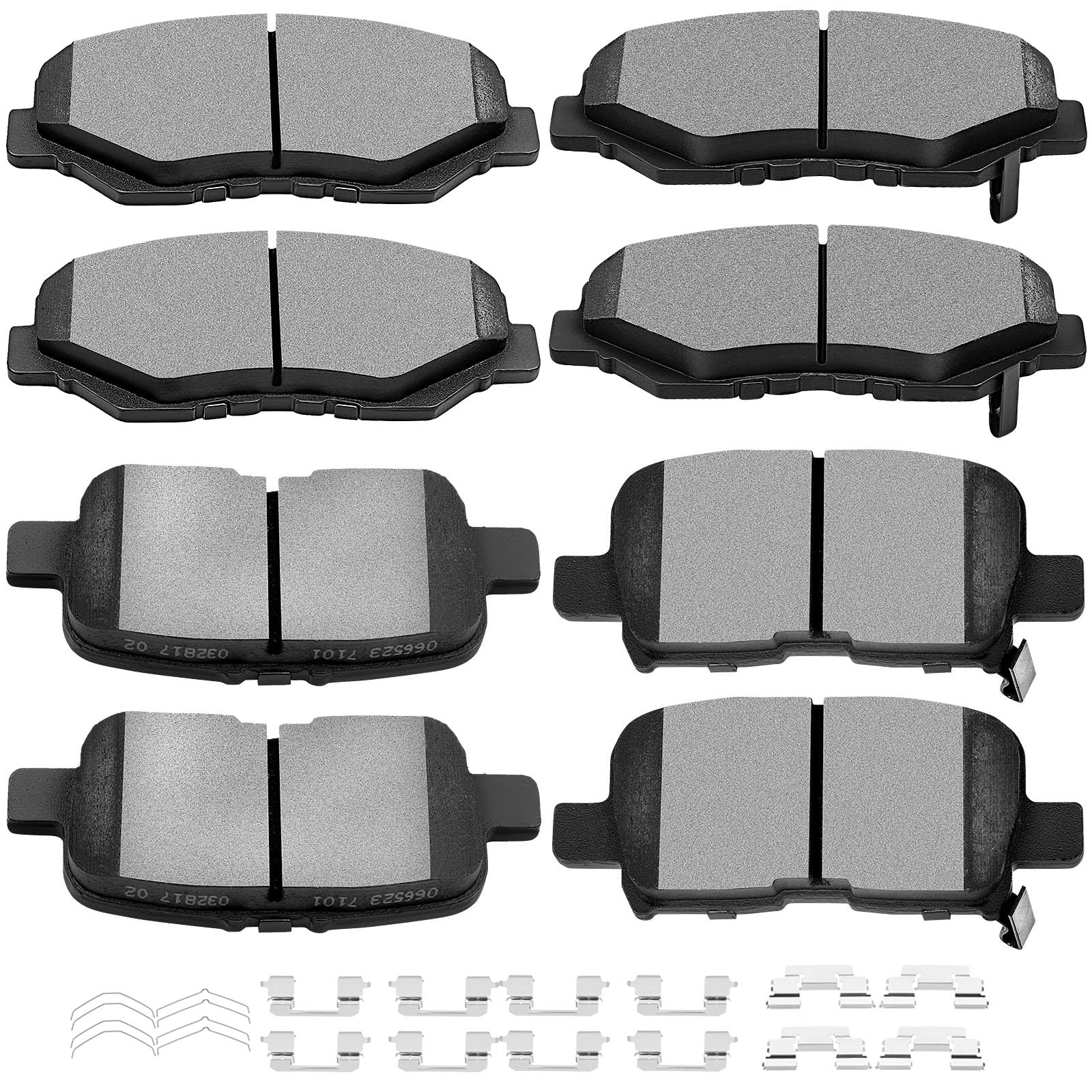 SCITOO D914 D865 Front Rear Ceramic Brake Pads Sets For Honda Pilot 2003-08 | 8PCS; w/Hardware; 2003 2004 2005 2006 2007 2008