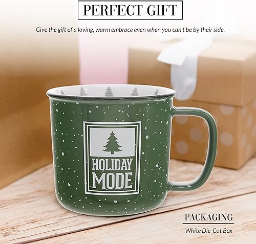 Miniatura 3 de Pavilion Gift Company - Modo festivo: taza de cerámica de 18 onzas, verde con acabado moteado, taza de café duradera de pared gruesa estilo