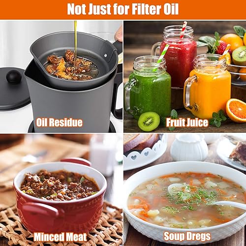 Miniatura 6 de Ahorro de grasa de tocino con colador, contenedor de grasa de cocina de 1.7 L, separador de grasa para cocinar aceite grande de tocino para goteo de