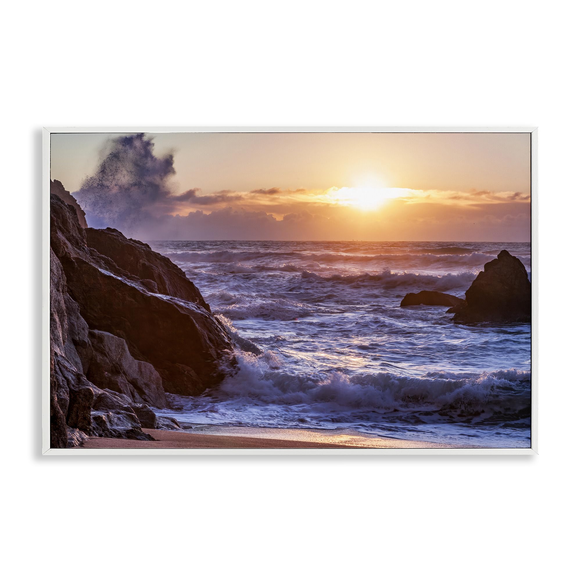 Stupell Industries Siren Song Rocky Shore 'Siren Song Rocky Shore', Framed Giclee Art, White, 30 X 20 Inches, Easy To Hang And Sturdy, Made In Usa, By Shelley Carlisle