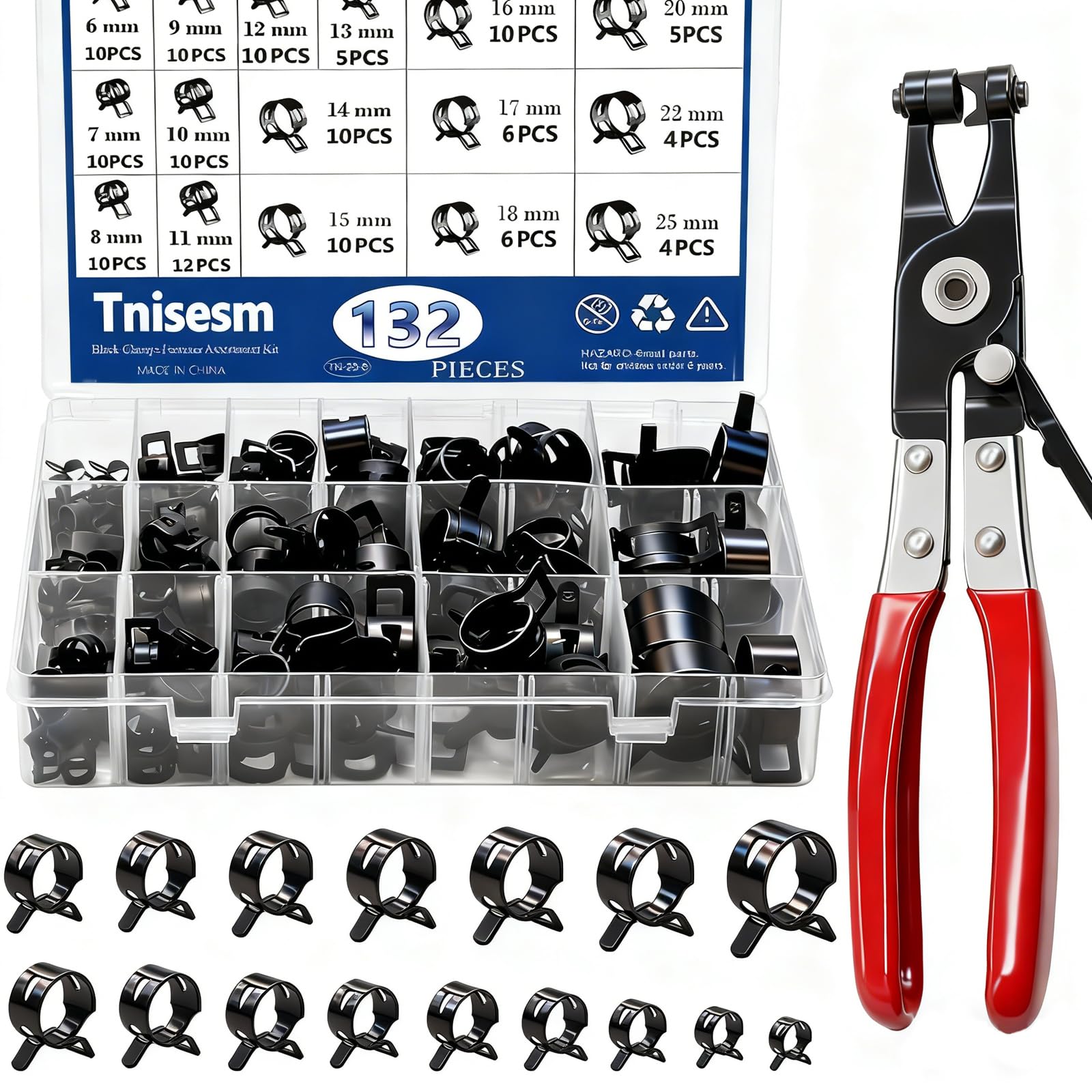 Tnisesm 132-Piece Spring Hose Clamps