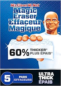 Mr Clean Magic Erasers Ultra Thick Multi Purpose Cleaner, Magic Eraser Sponge Multi Surface Cleaner, 5ct